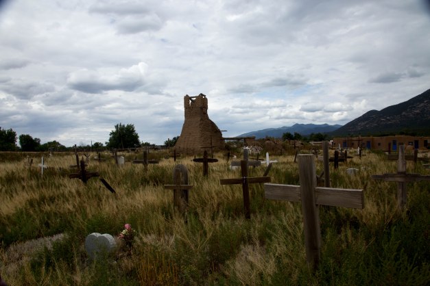 The old Taos Pueblo church cemetery.